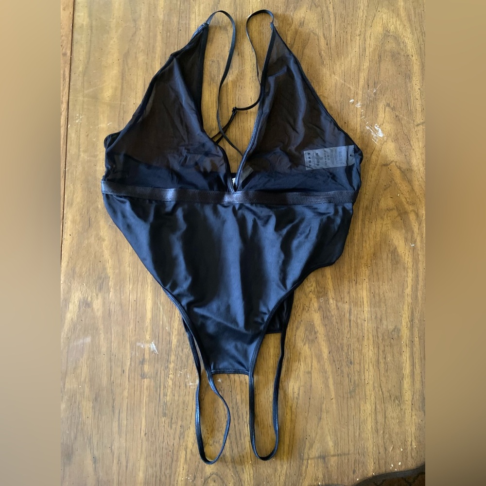 Black Strappy V-Neck Bodysuit - Women Intimates